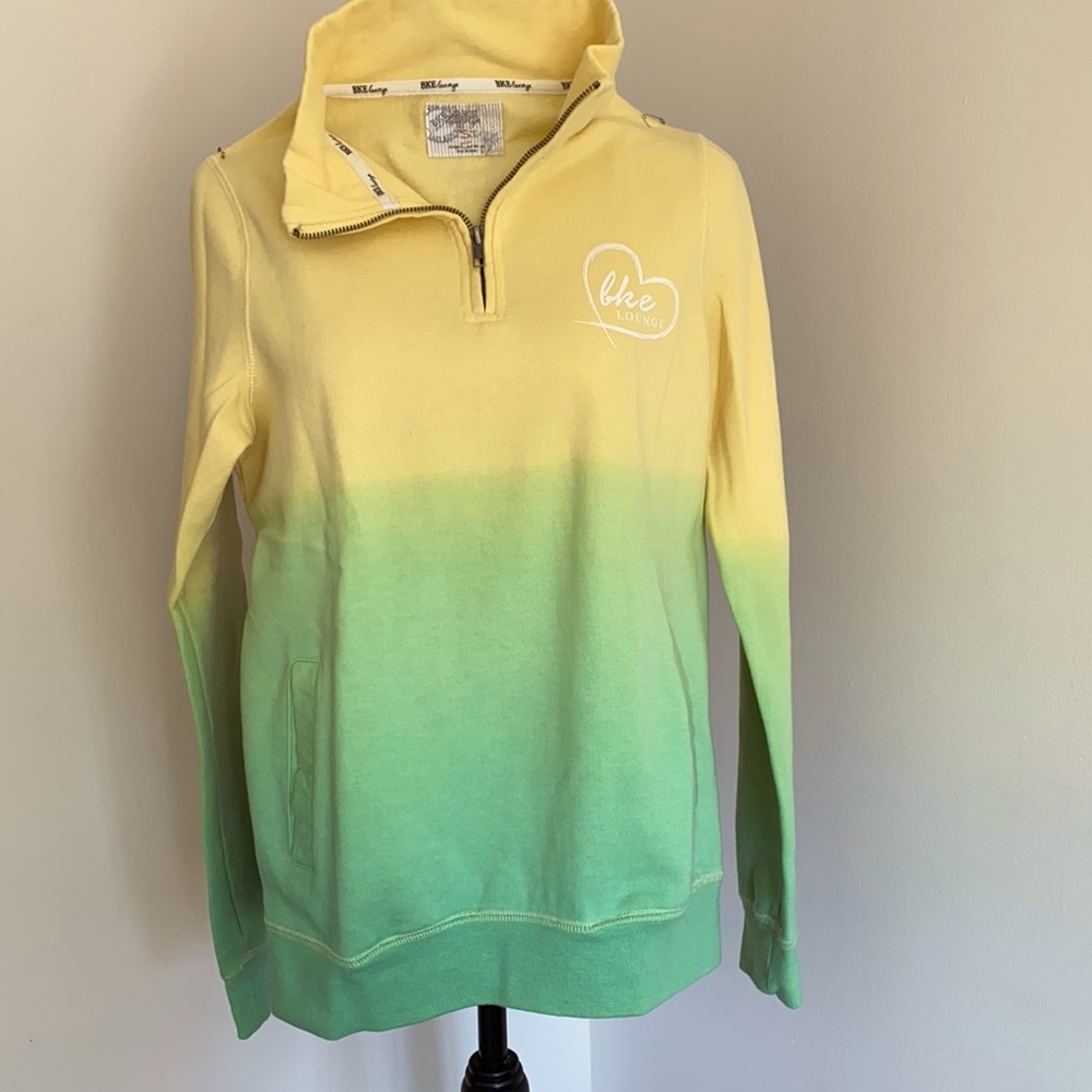 BKE Sweatshirt Long Sleeve 1/4 Zip Pullover Yellow Green Zip Womens Small